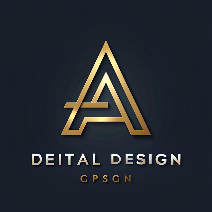 Foto diseño de logotipo de una letra dorada para la identidad empresarial de una empresa de diseño digital