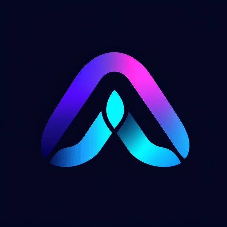 Foto un diseño de logotipo de letra con gradiente de colores azul y púrpura renderización 3d