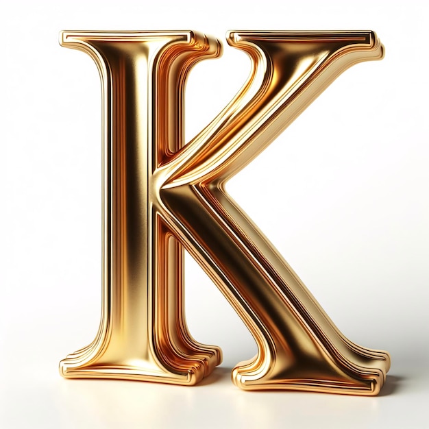 El diseño del logotipo de la letra K dorada en un fondo blanco limpio