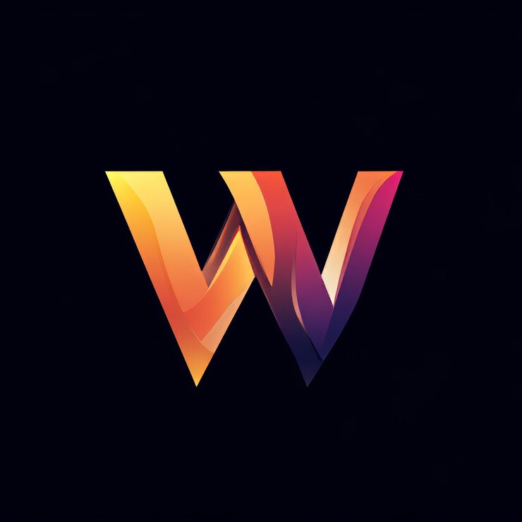 Foto diseño del logotipo de la letra v con un colorido swoosh en fondo negro