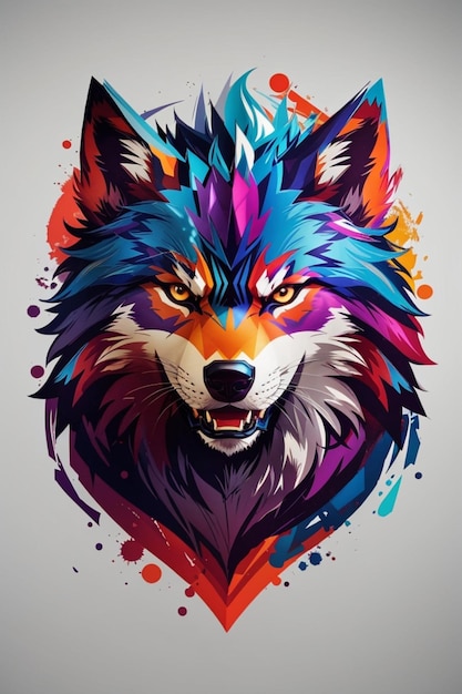 diseño del logotipo del lobo colorido