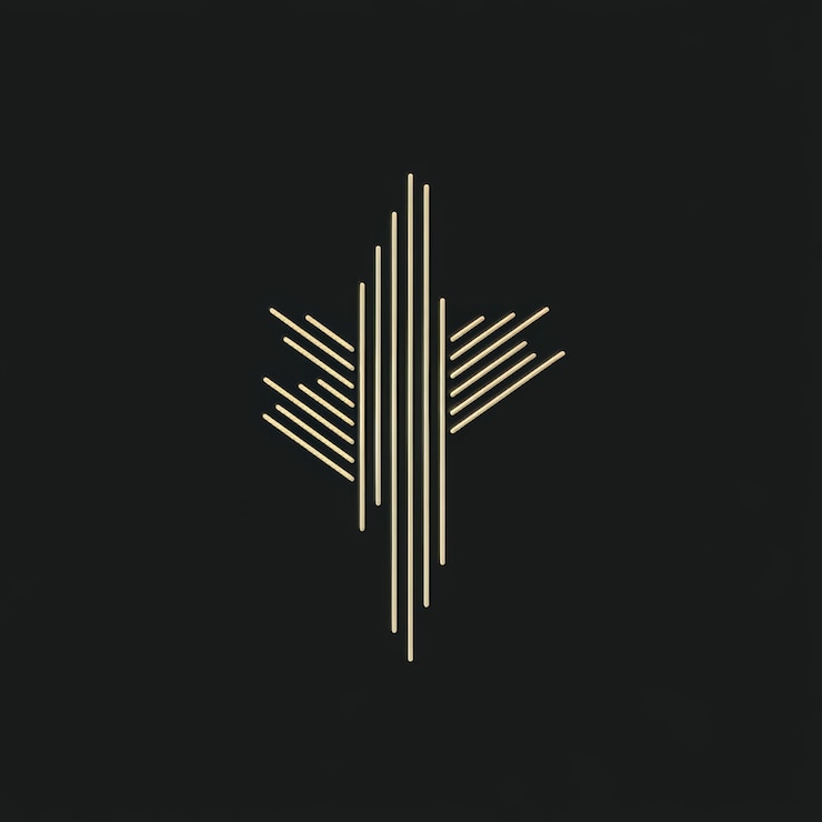 Foto diseño de logotipo de lujo con líneas doradas sobre un fondo negro