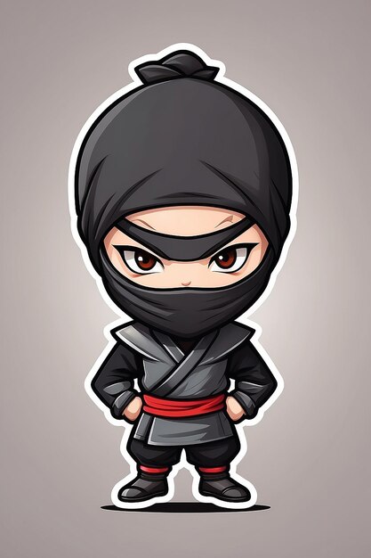 Diseño del logotipo de la mascota Ninja Chibi