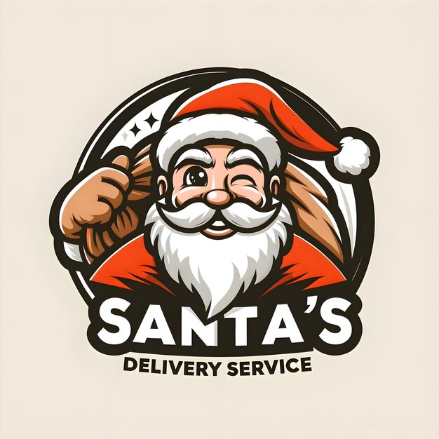 Foto un diseño de logotipo de la mascota del servicio de entrega de santa claus feliz