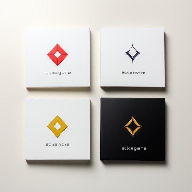 Foto diseño de logotipo minimalista y variaciones sobre fondo blanco.