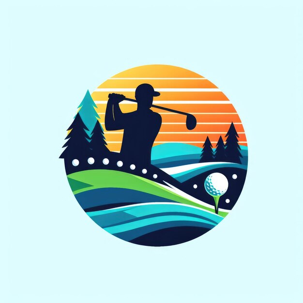 Foto diseño del logotipo de la pelota de golf colorido