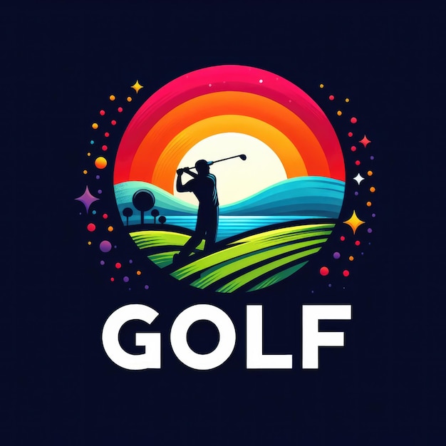 Foto diseño del logotipo de la pelota de golf colorido