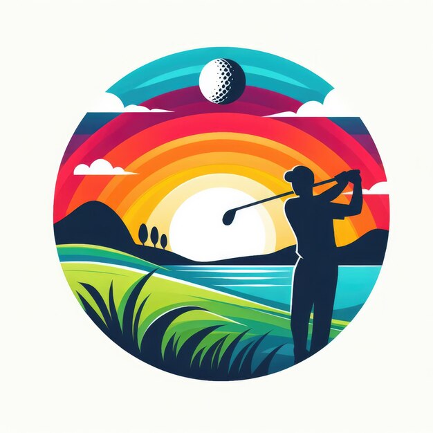 Diseño del logotipo de la pelota de golf colorido