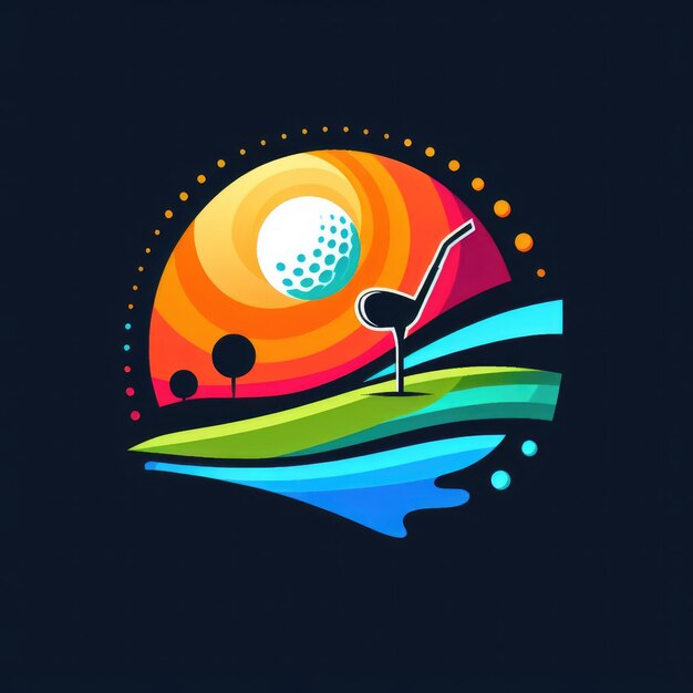 Diseño del logotipo de la pelota de golf colorido