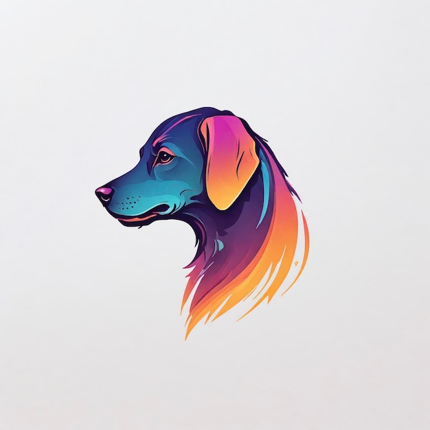 Foto diseño del logotipo del perro con línea de gradiente en formato vectorial