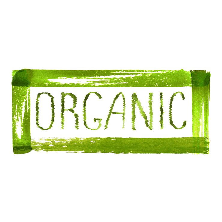 Foto diseño de logotipo de producto orgánico. marco de cartel de emblema de etiqueta de signo dibujado a mano acuarela verde sobre fondo blanco. ilustración de textura de pincel grunge de plantilla de diseño orgánico aislado sobre fondo blanco