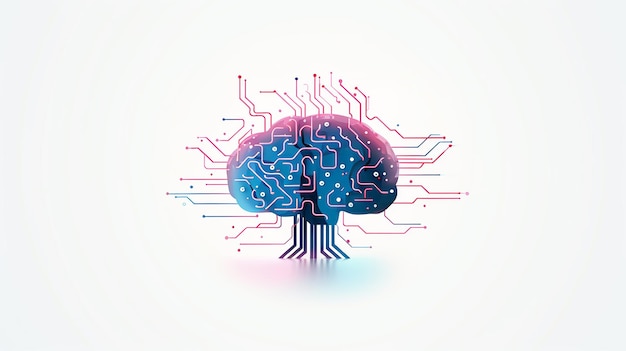 Diseño de logotipo que combina cerebro y computadora sencillo pero dinámico