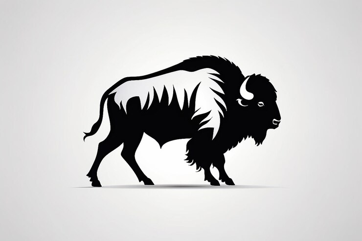 Foto diseño del logotipo de la silueta moderna del búfalo