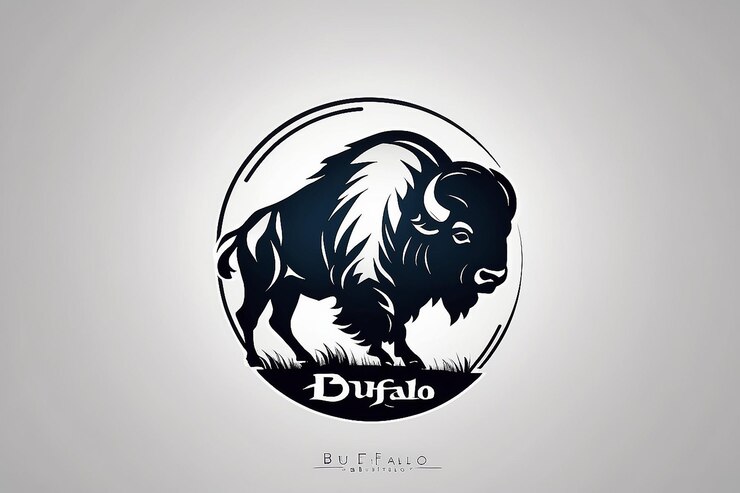 Foto diseño del logotipo de la silueta moderna del búfalo