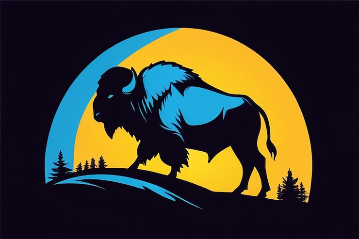 Foto diseño del logotipo de la silueta moderna del búfalo