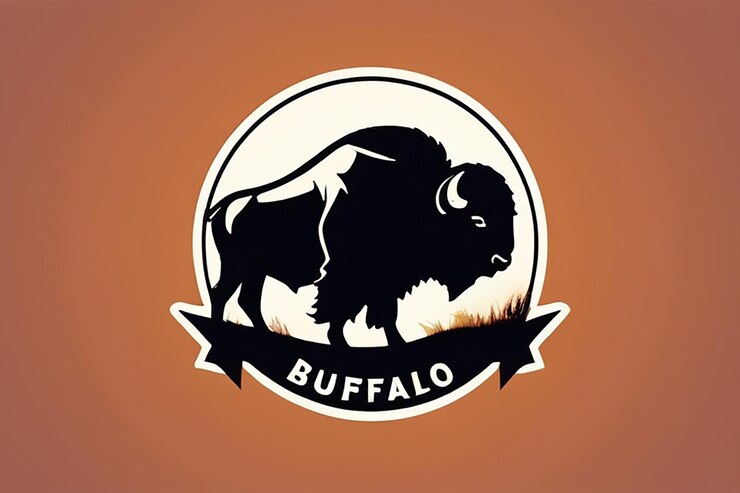 Foto diseño del logotipo de la silueta moderna del búfalo
