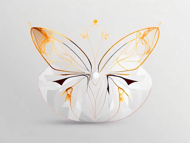 Diseño de logotipo simétrico minimalista geométrico de flores de metamorfosis de mariposa vector blanco b