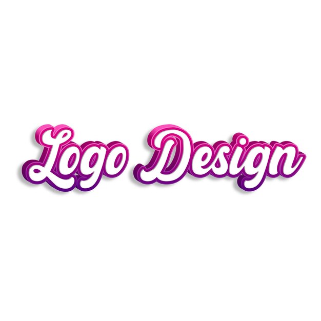 El diseño del logotipo, la tipografía 3D, el diseño amarillo, el rosa, el fondo blanco, la foto jpg.