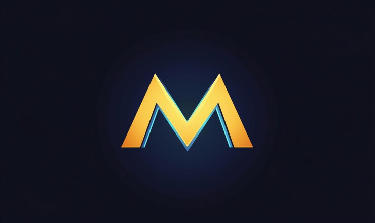 Foto un diseño de logotipo vibrante y moderno con una letra dorada m