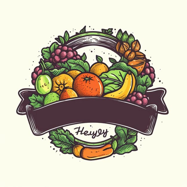 Diseño de logotipos de verduras y frutas frescas y vibrantes de IA generativa