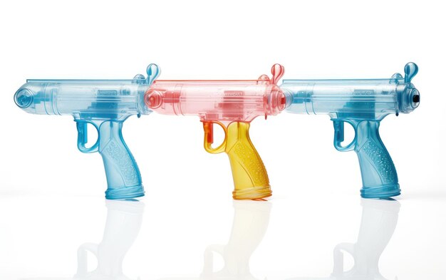 Foto diseño lúdico de pistola de agua en fondo blanco