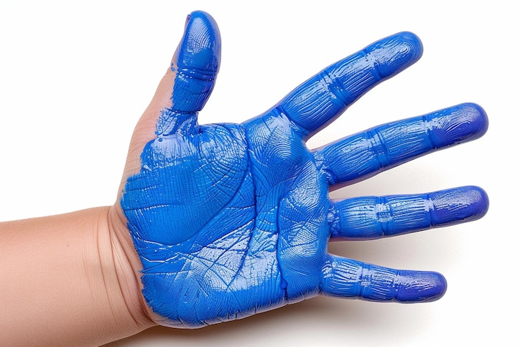 Foto diseño de mancha de pintura azul a mano