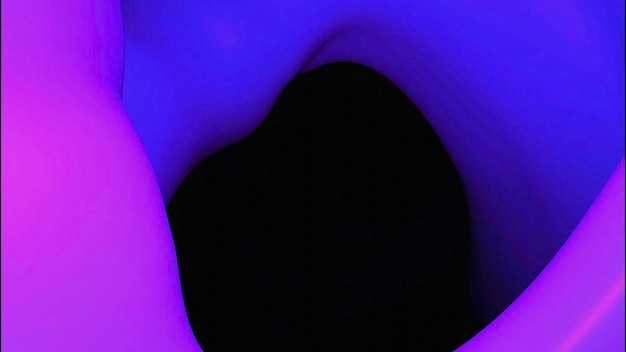 Diseño de manchas púrpuras manchas brillantes extendidas sobre un fondo negro en abstracción