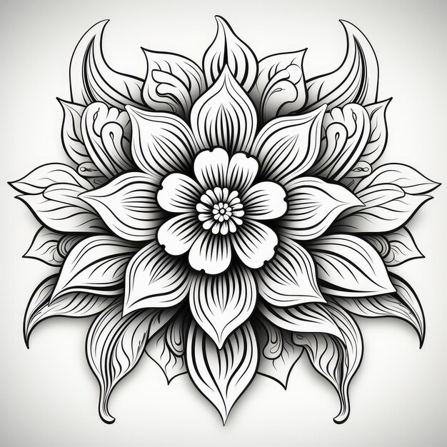 diseño de mandala en fondo blanco aislado boho mandala mandala con patrones florales AI generativo