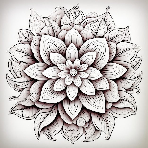 diseño de mandala en fondo blanco aislado boho mandala mandala con patrones florales AI generativo