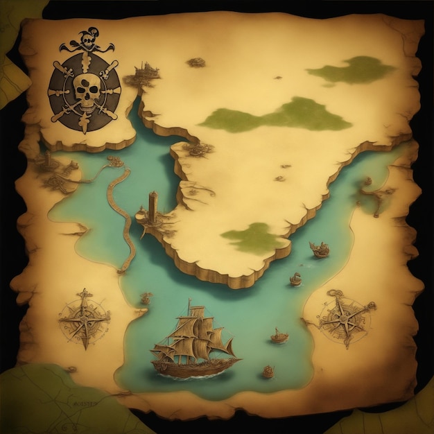 diseño del mapa del tesoro pirata