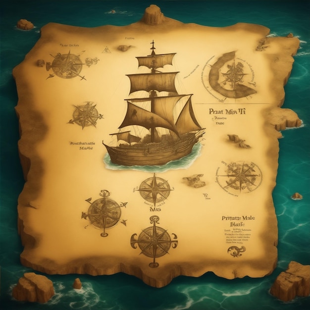 diseño del mapa del tesoro pirata