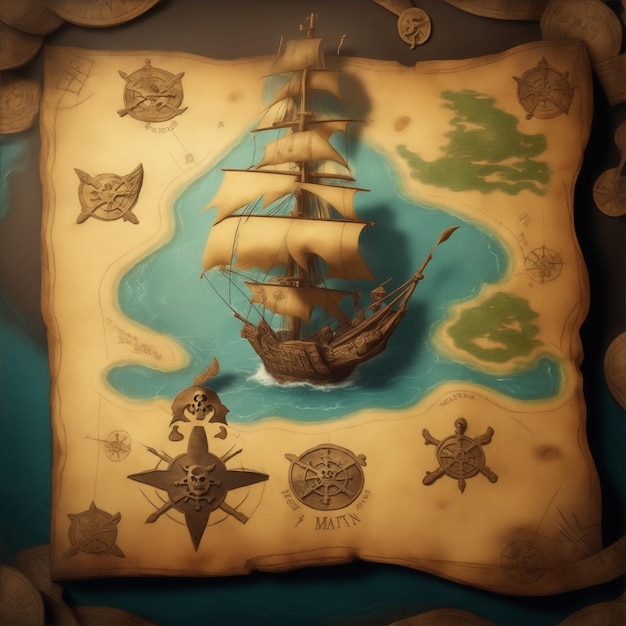 diseño del mapa del tesoro pirata