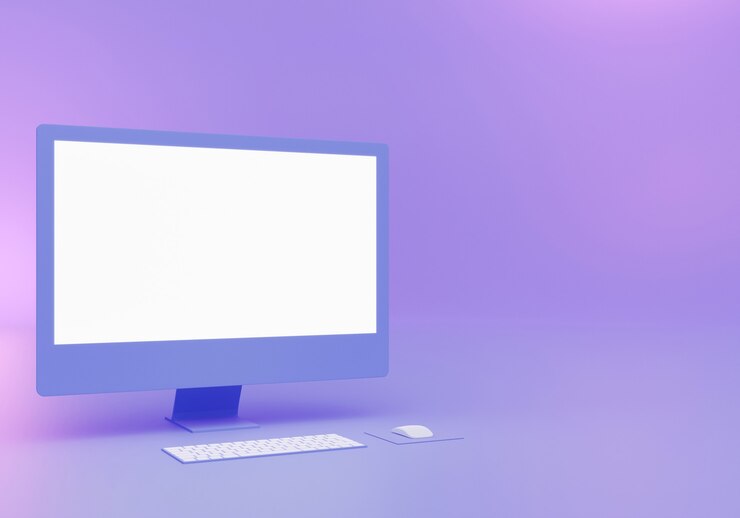 Foto diseño de maqueta de escritorio azul de renderizado 3d con espacio vacío