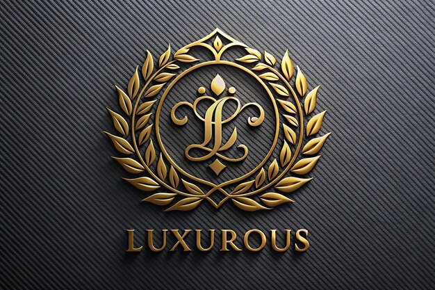 Diseño de maqueta de logotipo 3D de lujo dorado