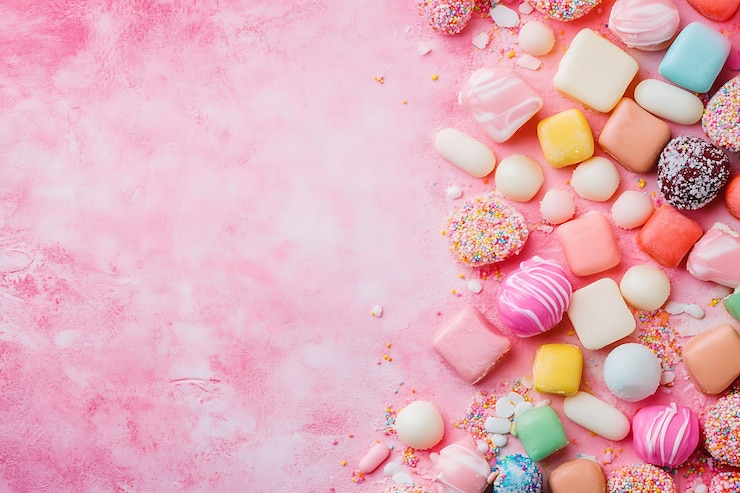 Foto diseño de maquetes de invitaciones de cumpleaños con temas de caramelos coloridos