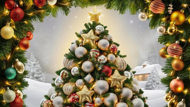 Diseño de marco de árbol de Navidad festivo