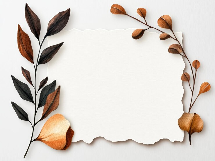 Diseño de marco elegante con hojas de otoño y un espacio en blanco para la personalización perfecto para invitaciones o anuncios