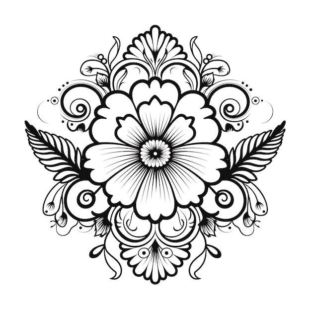 Foto diseño de marco floral clásico con intrincados patrones de encaje en la camiseta láser cnc sty tatoo 2d