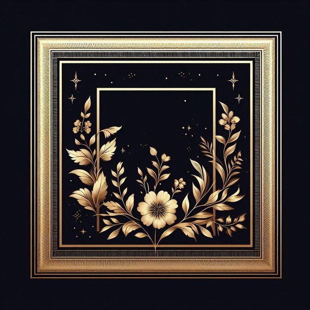 Diseño de marco floral dorado cuadrado diseño de marco floral diseño de marco dorado