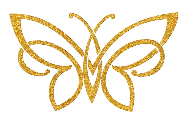 Diseño de mariposa de brillo dorado