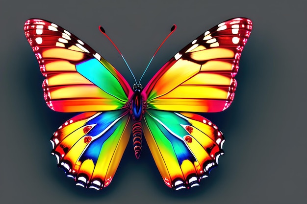Diseño de mariposa con estampado multicolor.