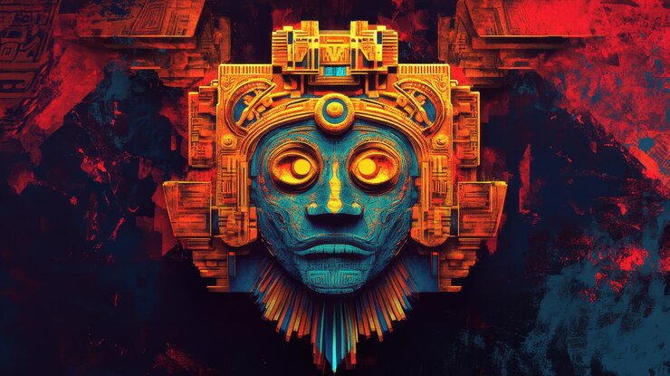 Diseño de máscaras de arte digital inspirado en los mayas
