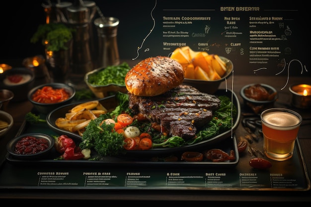 Diseño del menú del restaurante Diseño de menús de restaurantes visualmente atractivos con ayuda de IA