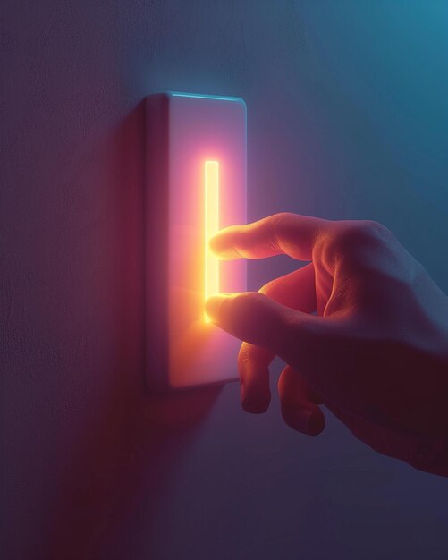 Foto un diseño minimalista 3d que muestra un interruptor gigante apagado