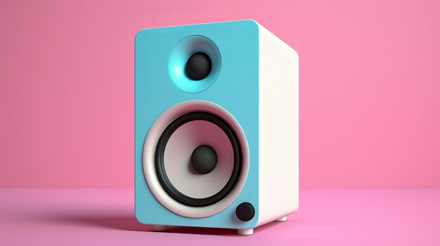 Diseño minimalista de los años 80 altavoz azul y blanco