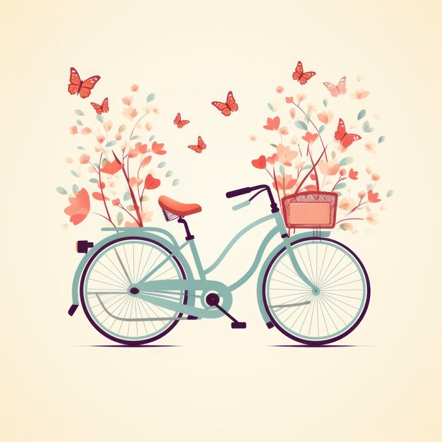 Diseño minimalista de bicicletas con tema de primavera