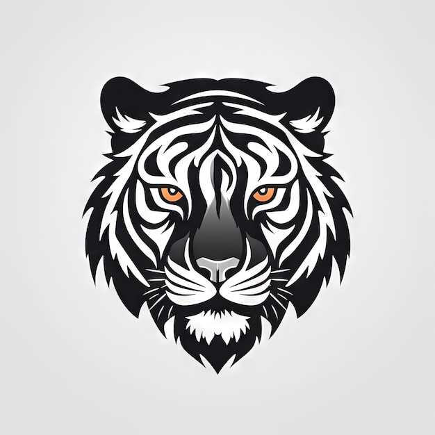 Diseño minimalista de cabeza de tigre blanco