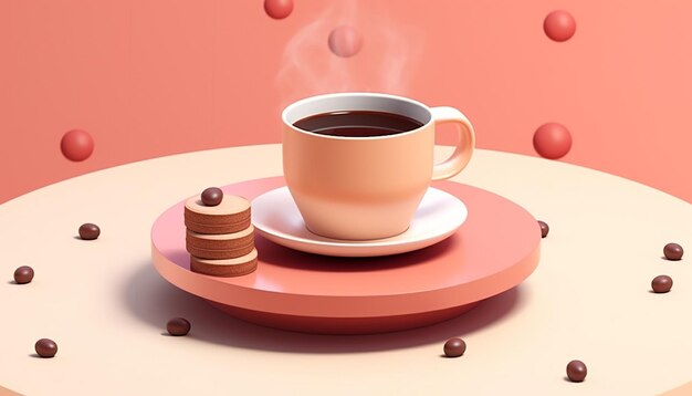 Diseño minimalista del cartel del día internacional del café en 3D.