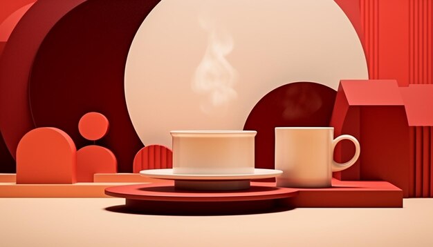 Foto diseño minimalista del cartel del día internacional del café en 3d.
