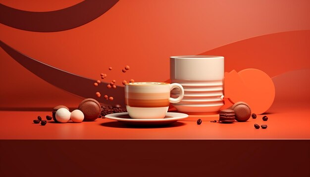 Foto diseño minimalista del cartel del día internacional del café en 3d.